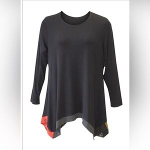 Alembika Black Contrast Hem
Swing Tunic Asymmetrical
Lagenlook Size 3 (10-12)